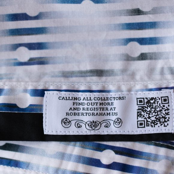 Robert Graham Mens Smart Casual Shirt, White & Blue, Contrast Cuffs, Size 2XL - Picture 11 of 13